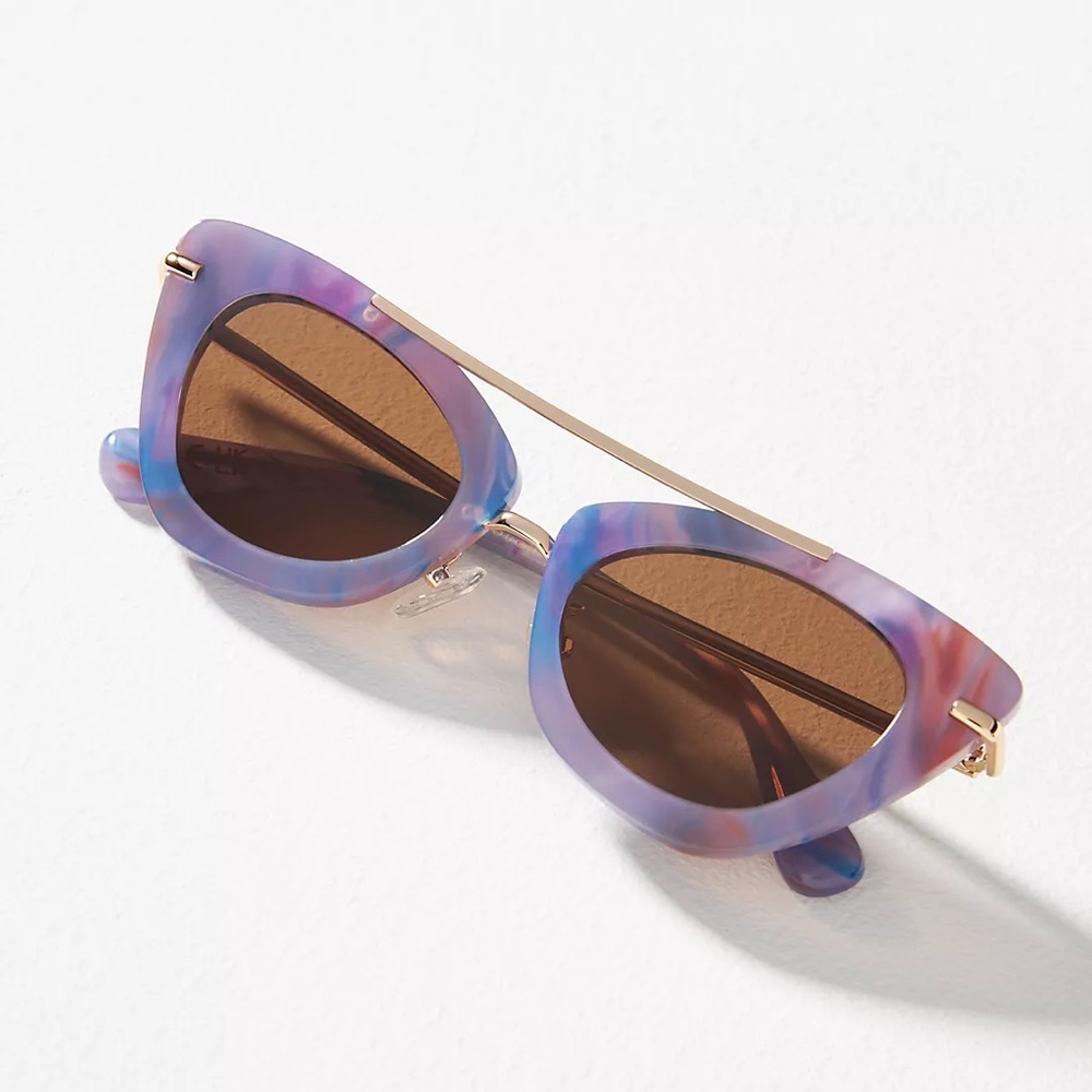 Free people Lele Sadoughi Cat Eye Orchid Purple Aviator Sunglasses Retro Vintage - Picture 2 of 4